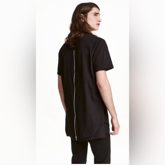 H&M Men’s T-shirt with a Asymmetric Zipper Shirt khaki green size S - Picture 1 of 12